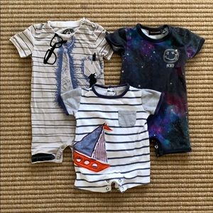 Boys Outfits Rompers Onesie Lot of 3